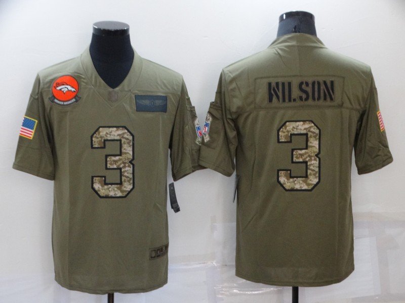 Olive/Camo Denver Broncos #3 Russell Wilson Salute To Service Limited Stitched Jersey