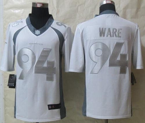 Nike Broncos #94 DeMarcus Ware White Stitched NFL Limited Platinum Jersey