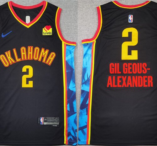 Black Oklahoma City Thunder #2 Shai Gilgeous-Alexander 2024-25 City Edition Stitched Basketball Jersey - OKC17