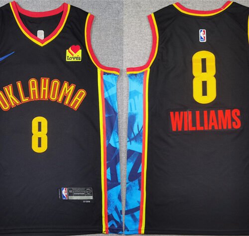 Black Oklahoma City Thunder #8 Jalen Williams 2024-25 City Edition Stitched Basketball Jersey - OKC32