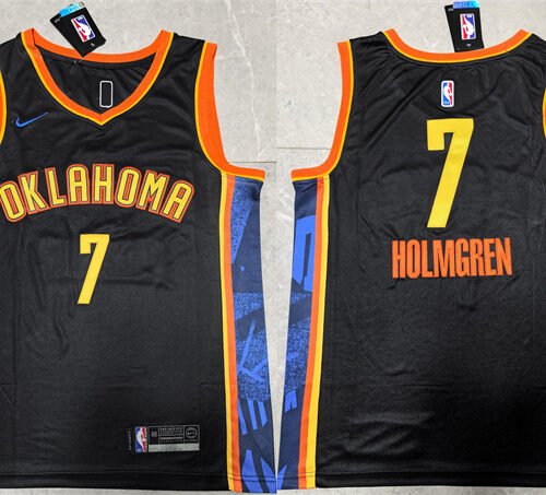 Black Oklahoma City Thunder #7 Chet Holmgren 2024 City Edition Stitched Basketball Jersey - OKC101