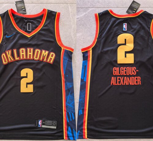 Black Oklahoma City Thunder #2 Shai Gilgeous-Alexander 2024 City Edition Stitched Basketball Jersey - OKC81