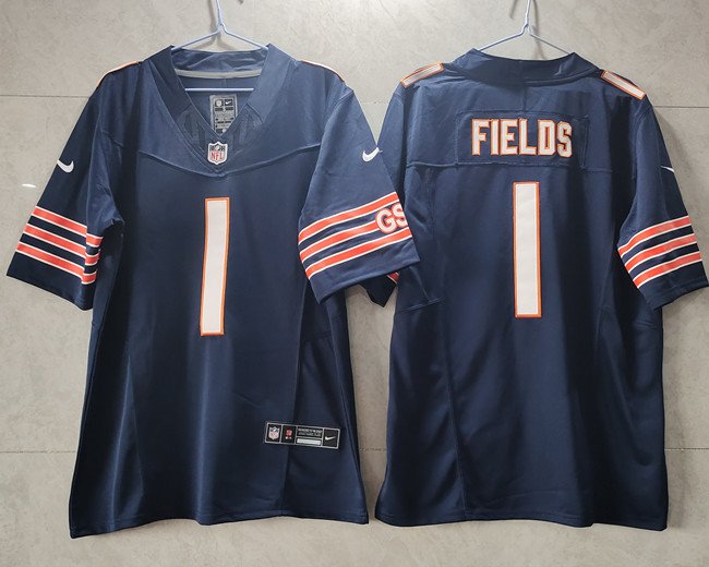 Navy Chicago Bears #1 Justin Fields 2023 F.U.S.E. Vapor Untouchable Limited Stitched Football Jersey - CBJ535