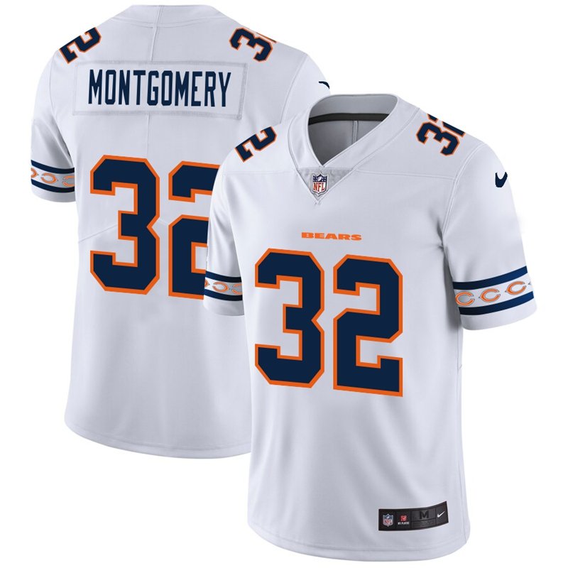 Chicago Bears #32 David Montgomery Nike White Team Logo Vapor Limited NFL Jersey - CBJ581