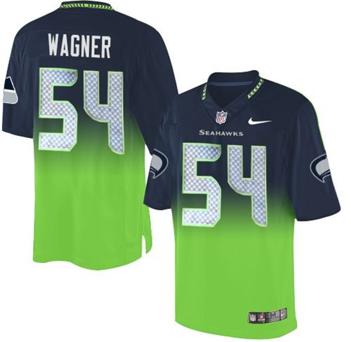 Nike Seahawks #54 Bobby Wagner Steel Blue/Green Stitched NFL Elite Fadeaway Fashion Jersey