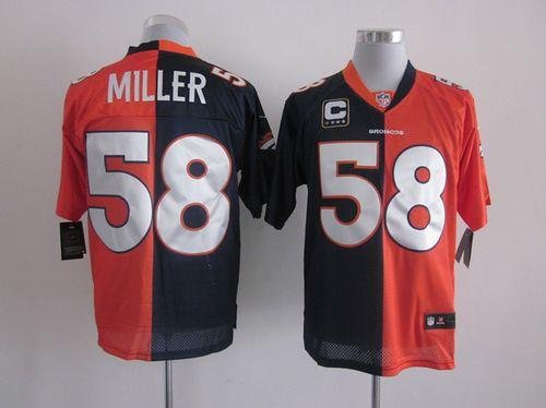 Nike Broncos #58 Von Miller Orange/Navy Blue Stitched NFL Elite Split Jersey