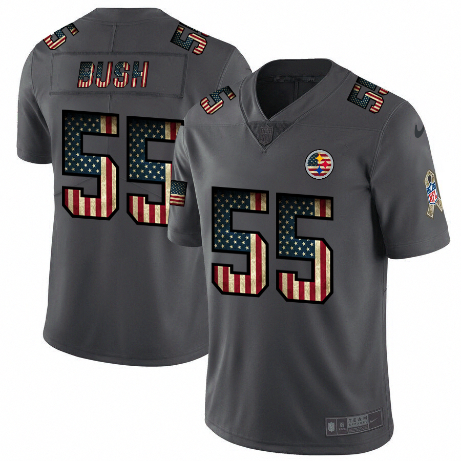 Pittsburgh Steelers #55 Devin Bush Nike 2018 Salute to Service Retro USA Flag Limited NFL Jersey - PSJ633