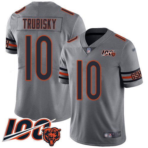 Nike Bears #10 Mitchell Trubisky Silver Stitched NFL Limited Inverted Legend 100th Season Jersey - CBJ580