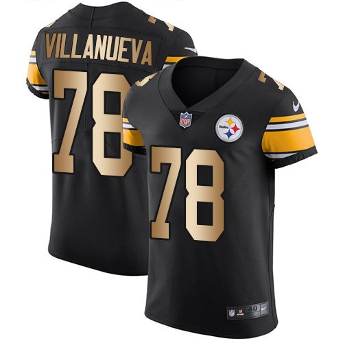 Nike Steelers #78 Alejandro Villanueva Black Team Color Stitched NFL Elite Gold Jersey - PSJ553