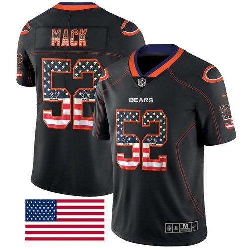 Nike Bears #52 Khalil Mack Black Stitched NFL Limited Rush USA Flag Jersey - CBJ446