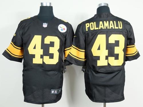 Nike Steelers #43 Troy Polamalu Black(Gold No.) Stitched NFL Elite Jersey - PSJ162