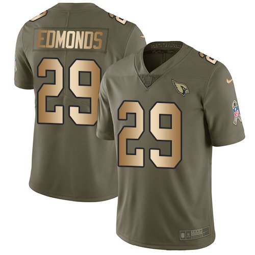 Nike Cardinals #29 Chase Edmonds Olive/Gold Stitched NFL Limited 2017 Salute to Service Jersey - ACJ117