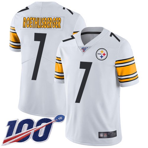 Nike Steelers #7 Ben Roethlisberger White Stitched NFL 100th Season Vapor Limited Jersey - PSJ317