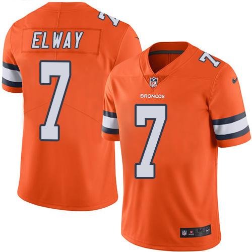 Nike Broncos #7 John Elway Orange Stitched NFL Limited Rush Jersey