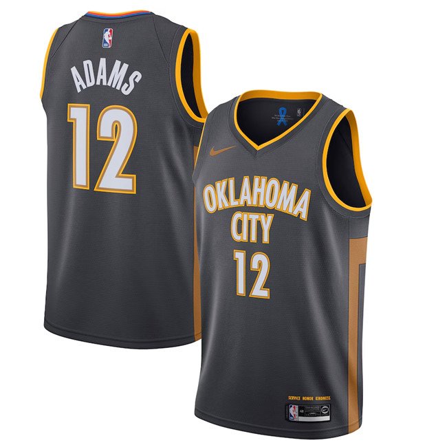 Charcoal Oklahoma City Thunder #12 Steven Adams 2019/20 City Edition Stitched Basketball Jersey - OKC58