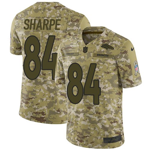 Nike Broncos #84 Shannon Sharpe Camo Stitched NFL Limited 2018 Salute To Service Jersey