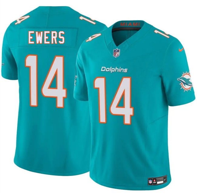 Aqua Miami Dolphins #14 Quinn Ewers 2025 Draft F.U.S.E. Vapor Limited Stitched Football Jersey - MDR09