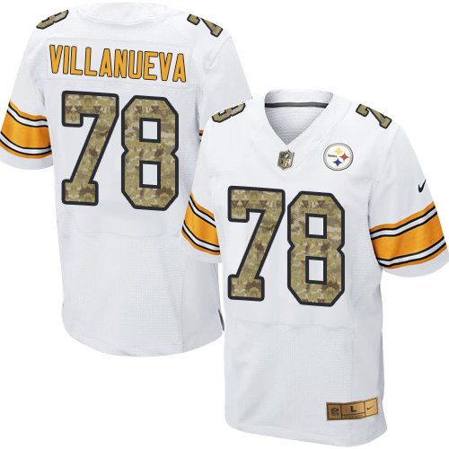 Nike Steelers #78 Alejandro Villanueva White/Camo Stitched NFL Elite Jersey - PSJ727