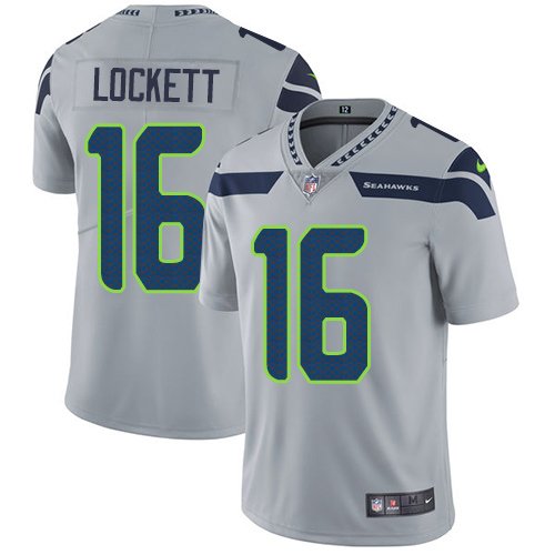 Nike Seahawks #16 Tyler Lockett Grey Alternate Stitched NFL Vapor Untouchable Limited Jersey