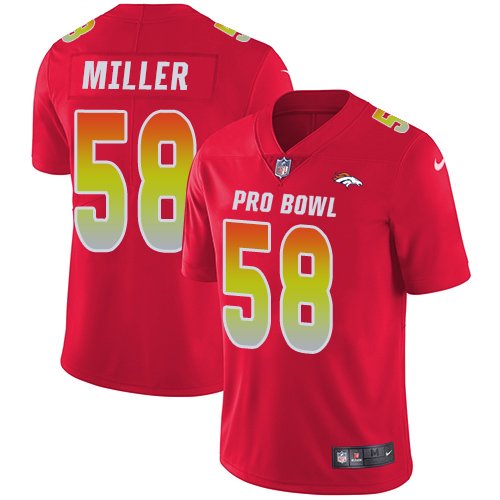 Nike Broncos #58 Von Miller Red Stitched NFL Limited AFC 2019 Pro Bowl Jersey