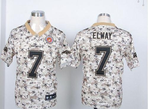 Nike Broncos #7 John Elway Camo USMC Stitched NFL Elite Jersey