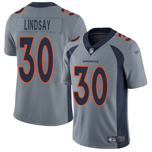 Nike Broncos #30 Phillip Lindsay Gray Stitched NFL Limited Inverted Legend Jersey