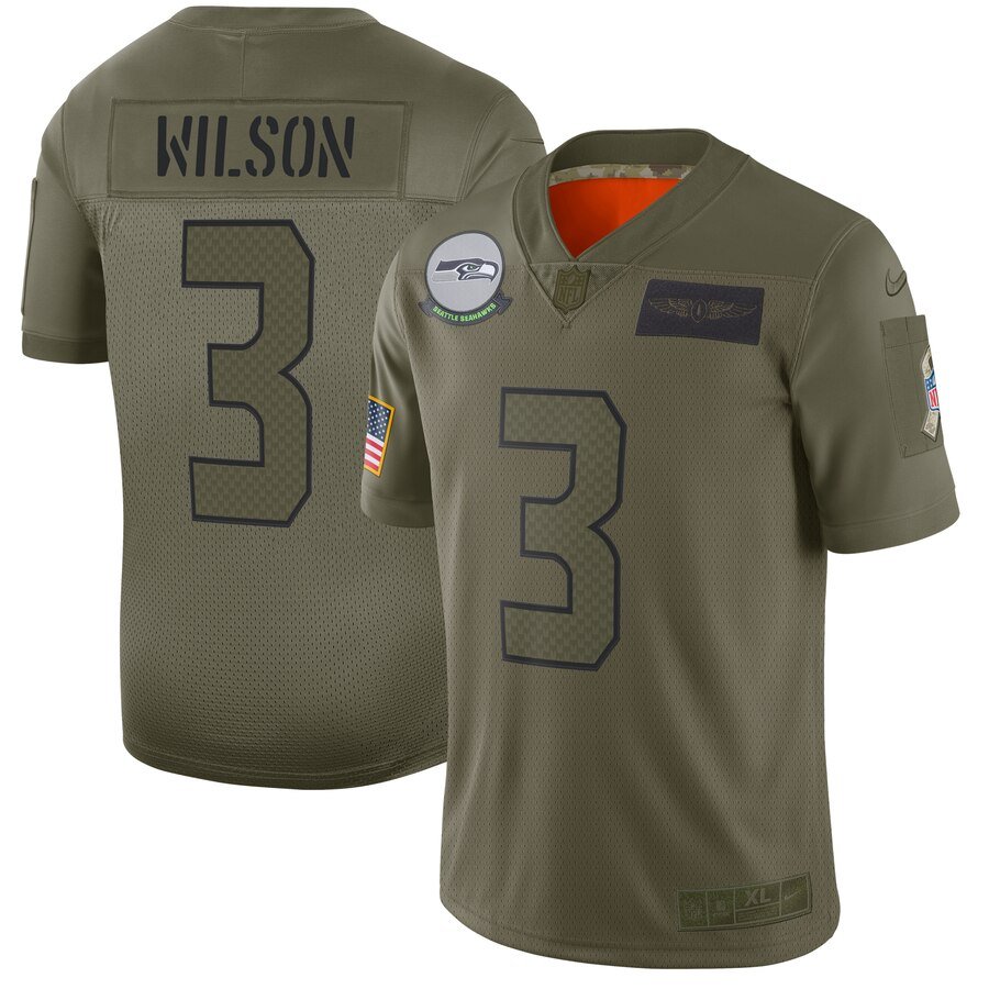 Nike Seahawks #3 Russell Wilson Camo Stitched NFL Limited 2019 Salute To Service Jersey