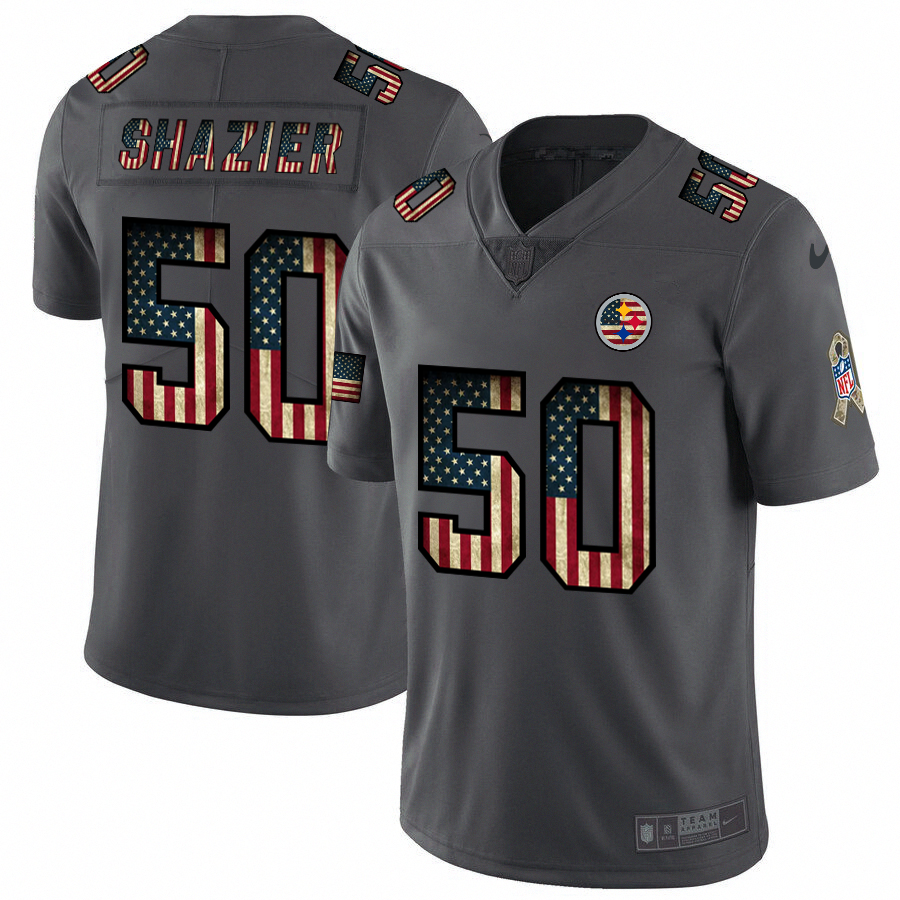 Nike Steelers #50 Ryan Shazier 2018 Salute To Service Retro USA Flag Limited NFL Jersey - PSJ521