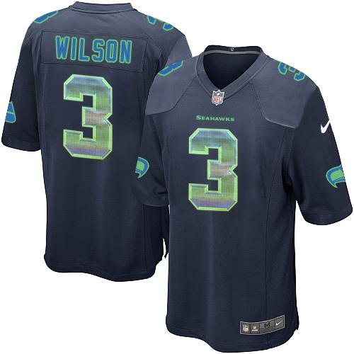 Nike Seahawks #3 Russell Wilson Steel Blue Team Color Stitched NFL Limited Strobe Jersey