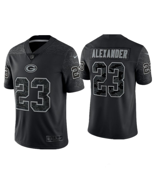 Black Green Bay Packers #23 Jaire Alexander Reflective Limited Stitched Football Jersey - GBJ516