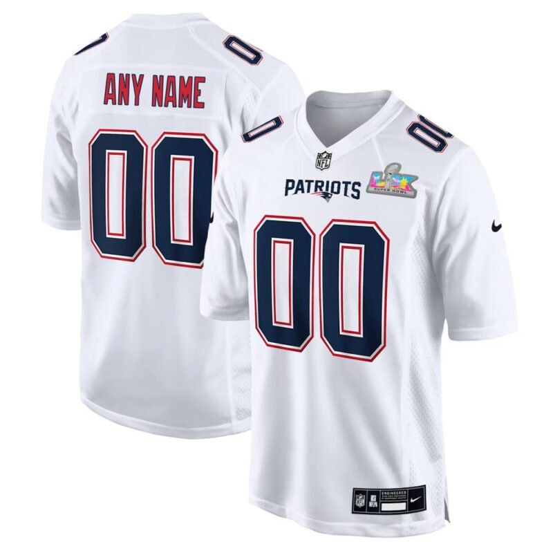 New England Patriots Custom White Super Bowl LX Patch Tundra Fashion Game Jersey - NEP101