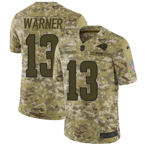 Nike Rams #13 Kurt Warner Camo Stitched NFL Limited 2018 Salute To Service Jersey - LAR159