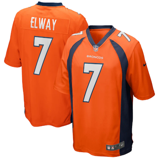 Orange Denver Broncos #7 John Elway Game Retired Player Stitched Jersey