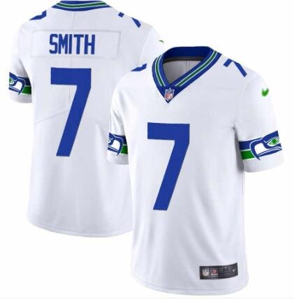White Seattle Seahawks #7 Geno Smith Throwback Vapor Stitched Football Jersey