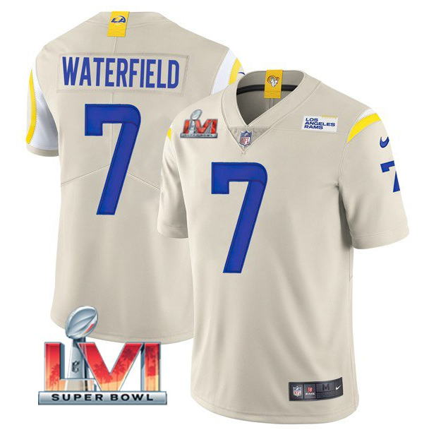Bone Los Angeles Rams #7 Bob Waterfield 2022 Super Bowl LVI Vapor Limited Stitched Jersey - LAR443