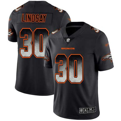 Nike Broncos #30 Phillip Lindsay Black Stitched NFL Vapor Untouchable Limited Smoke Fashion Jersey
