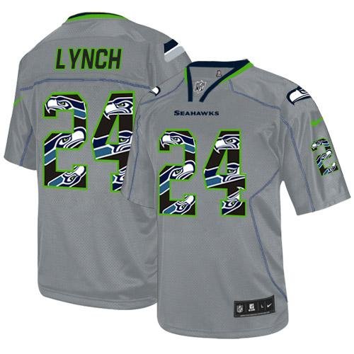 Nike Seahawks #24 Marshawn Lynch New Lights Out Grey Stitched NFL Elite Jersey
