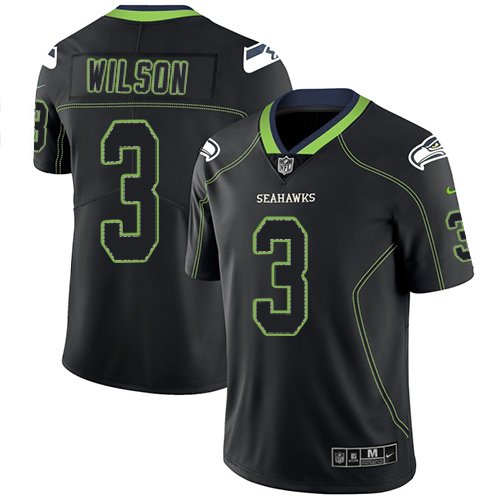 Nike Seahawks #3 Russell Wilson Lights Out Black Stitched NFL Limited Rush Jersey