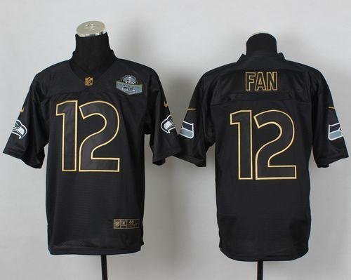 Nike Seahawks #12 Fan Black Gold No. Fashion Stitched NFL Elite Jersey