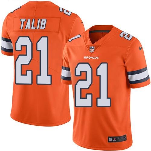 Nike Broncos #21 Aqib Talib Orange Stitched NFL Limited Rush Jersey