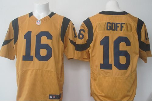 Nike Rams #16 Jared Goff Gold Stitched NFL Elite Rush Jersey - LAR575