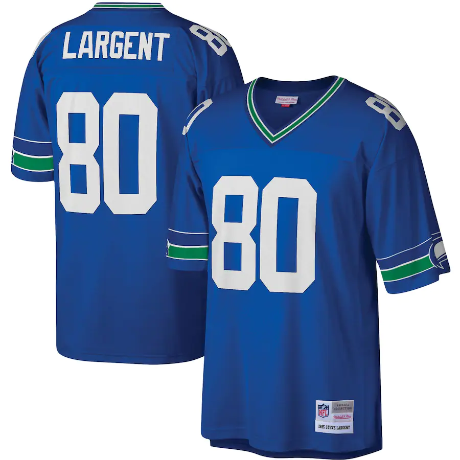 Royal Seattle Seahawks #80 Steve Largent Mitchell & Ness Stitched Football Jersey