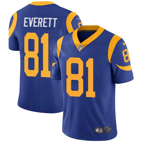 Nike Rams #81 Gerald Everett Gold Stitched NFL Limited Rush Tank Top Jersey - LAR178