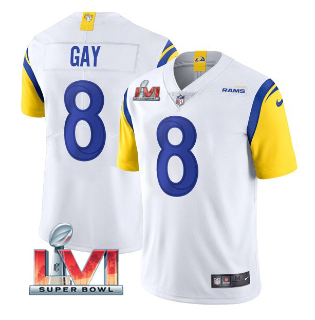White Los Angeles Rams #8 Matt Gay 2022 Super Bowl LVI Vapor Limited Stitched Jersey - LAR128