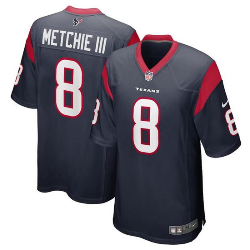 Navy Houston Texans #8 John Metchie III Stitched Game Football Jersey - HTJ246