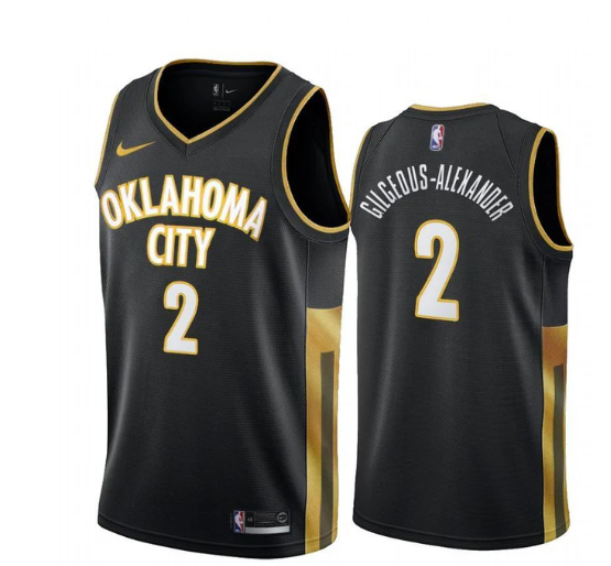 Black Oklahoma City Thunder #2 Shai Gilgeous-Alexander 2023/24 City Edition Stitched Basketball Jersey - OKC27