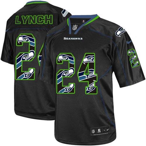 Nike Seahawks #24 Marshawn Lynch New Lights Out Black Stitched NFL Elite Jersey