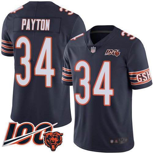 Nike Bears #34 Walter Payton Navy Blue Team Color Stitched NFL 100th Season Vapor Limited Jersey - CBJ331