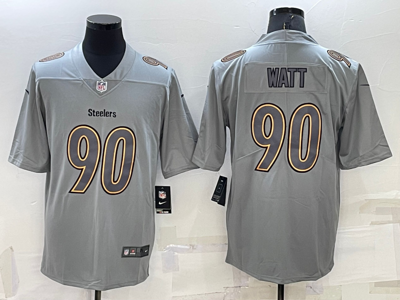 Grey Pittsburgh Steelers #90 T.J. Watt  Atmosphere Fashion Stitched Jersey - PSJ591
