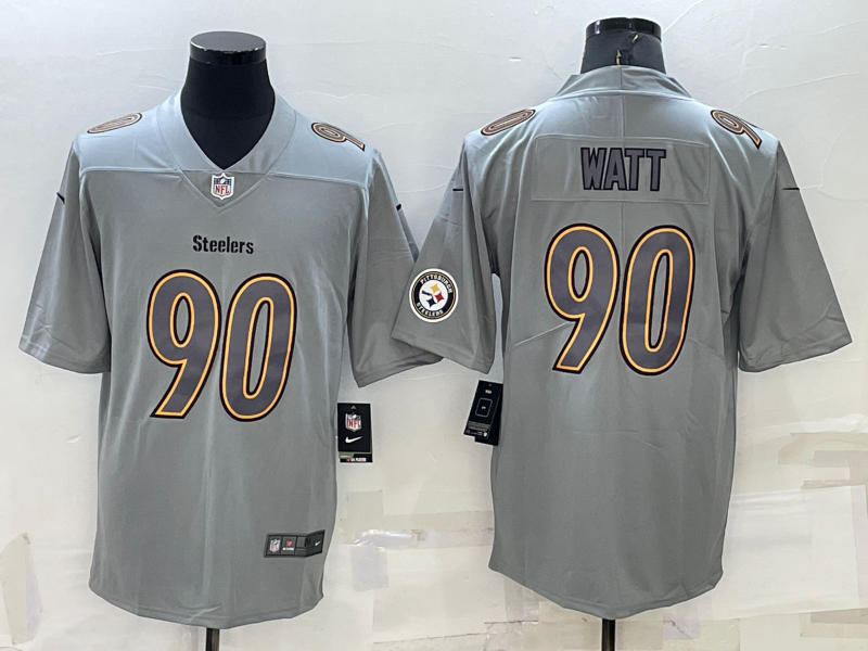 Grey Pittsburgh Steelers #90 T.J. Watt  Atmosphere Fashion Stitched Jersey - PSJ523